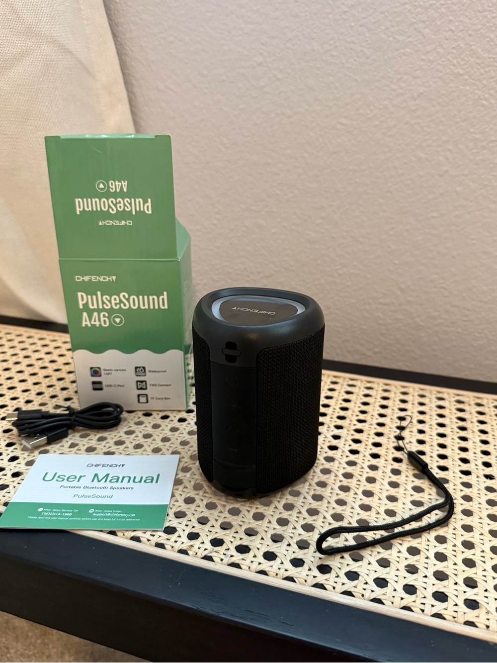 PulseSound A46 Portable Bluetooth Speaker — Black